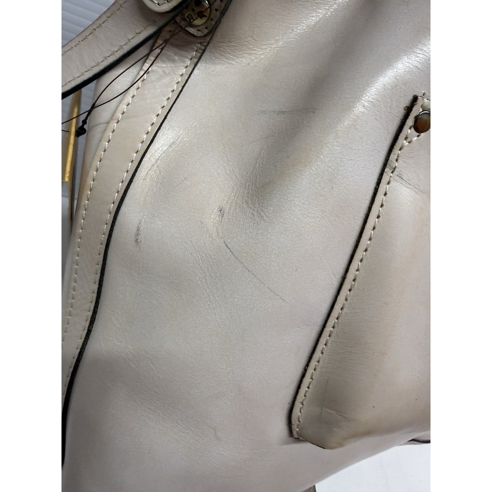 Patricia Nash SABINA Leather Crossbody Drawstring Bag ~Chalk White Distressed - Picture 11 of 12